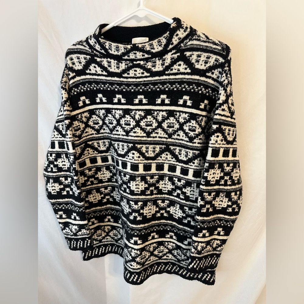 J.Jill Black & White Printed Pullover Sweater